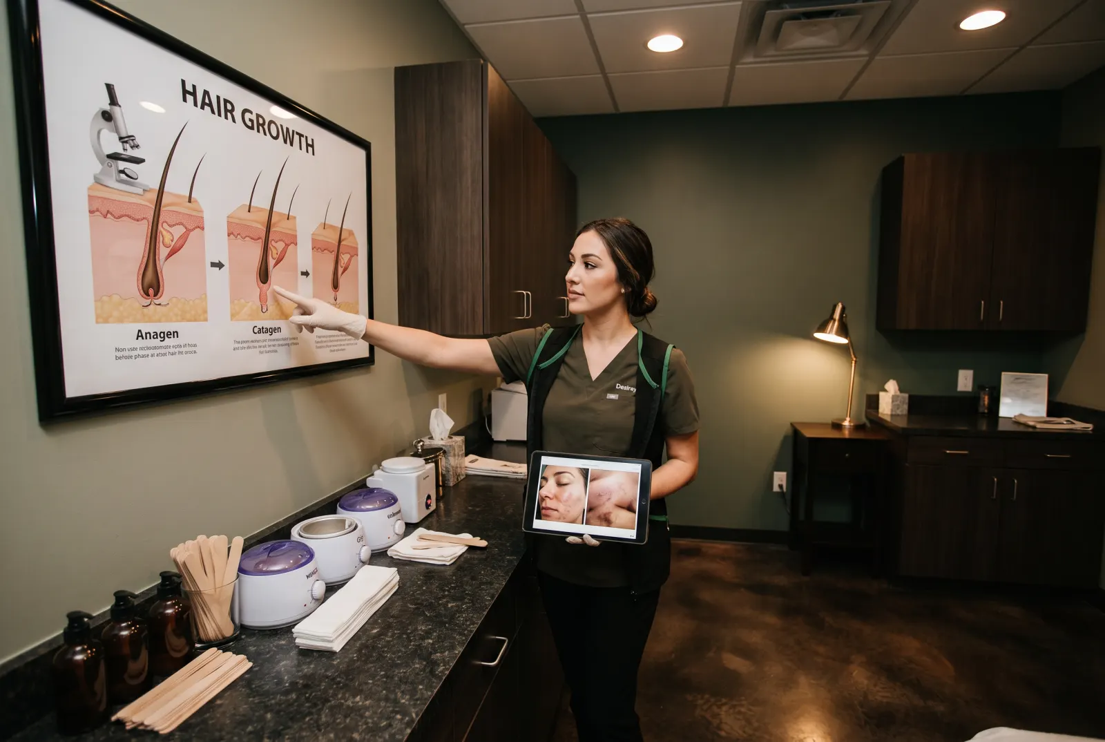 Hair growth cycle chart explained by waxing Cedar Rapids esthetician