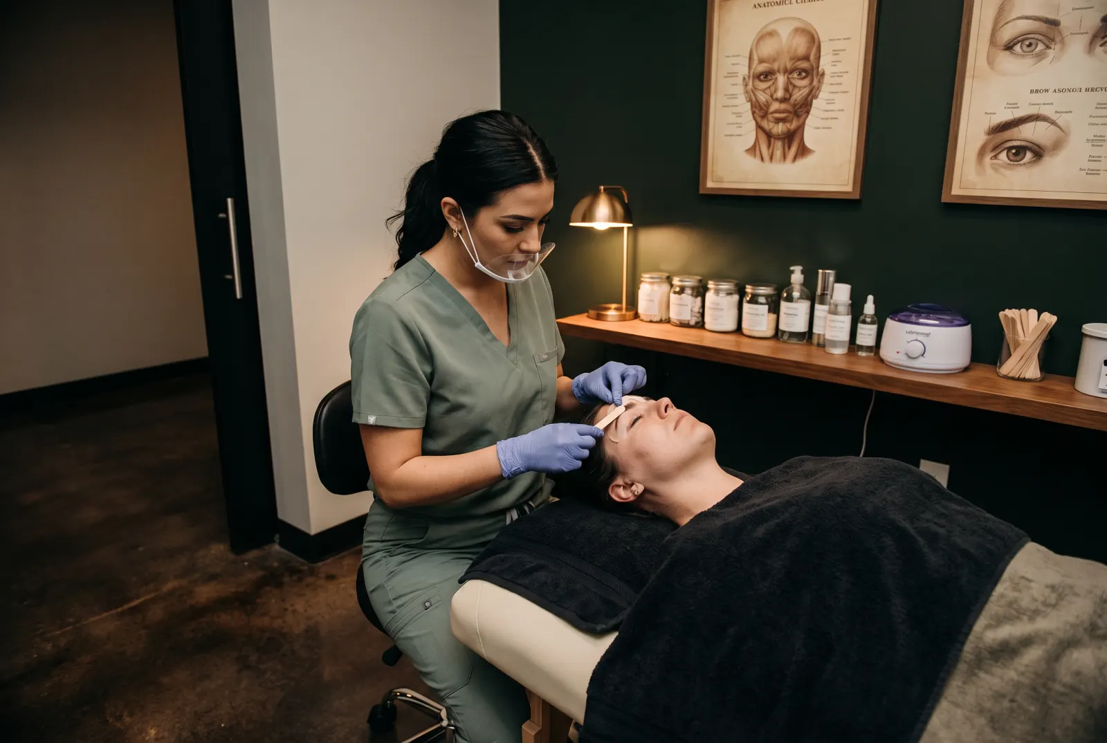 Professional waxing Cedar Rapids eyebrow facial treatment room